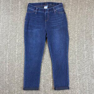 Time And Tru Dark Denim Skinny Capri Jeans Size Small (4-6) Pull On Cuffed Hem